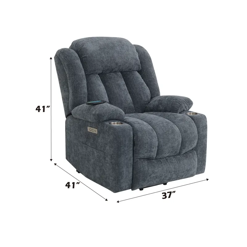 Omarion Blue Chenille Power Motion Recliner with Lift — photo 5