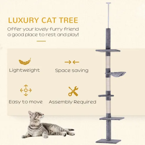 9 Foot Adjustable Height Floor to Ceiling Vertical Cat Tree — photo 3