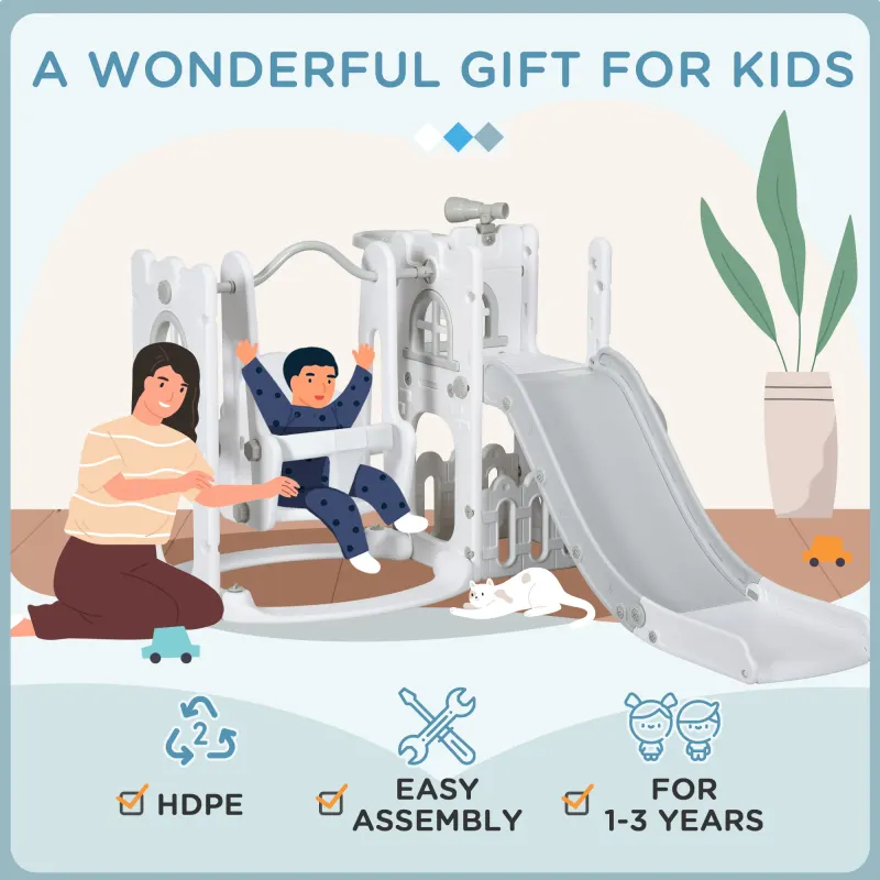 6-in-1 Slide and Swing Set Baby Swing Playset Indoor β photo 4