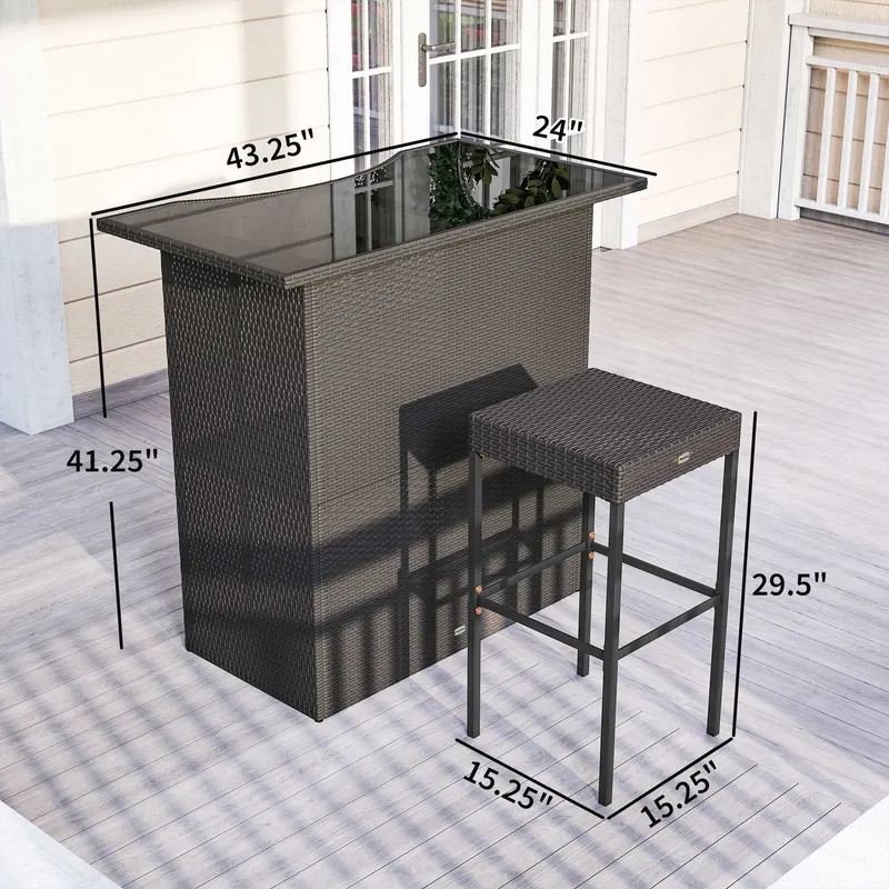 5 Piece Rattan Wicker Bar Set β High Top Outdoor Table β photo 8
