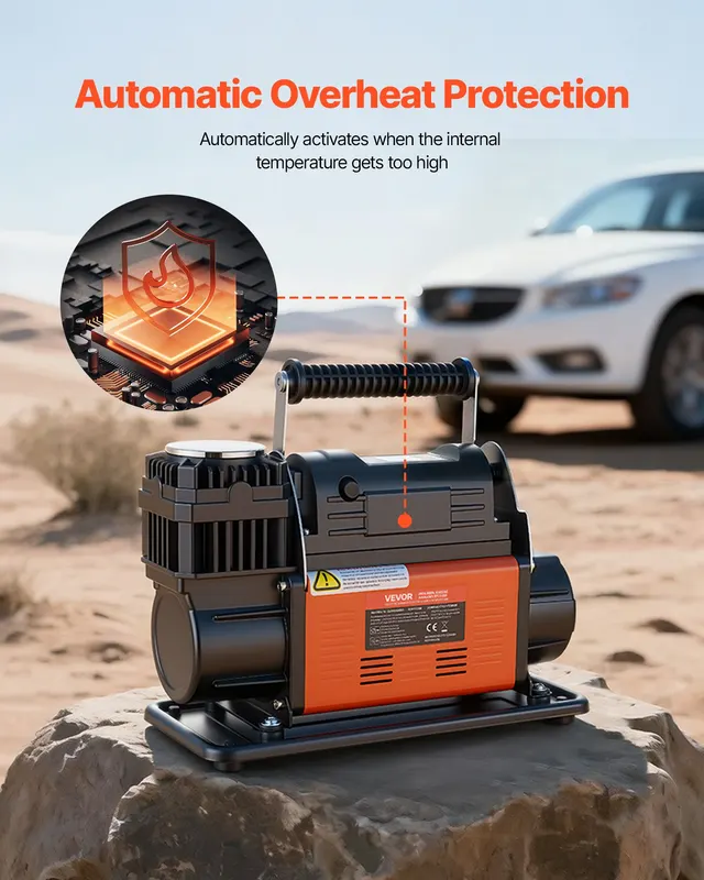 12V Heavy Duty Air Compressor — Auto-stop Portable Tire Inflator — photo 2