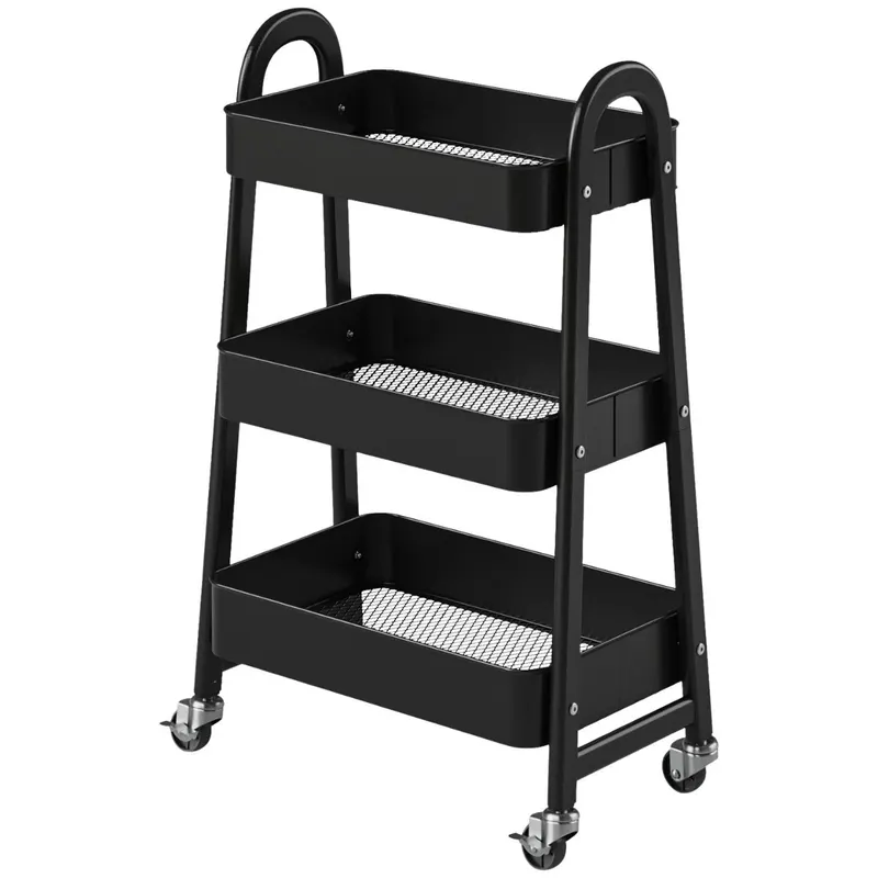 3-Tier Rolling Cart — Metal Utility Storage Cart — photo 2