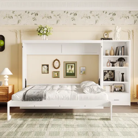 Queen Size Murphy Bed with Height Adjustable Storage
