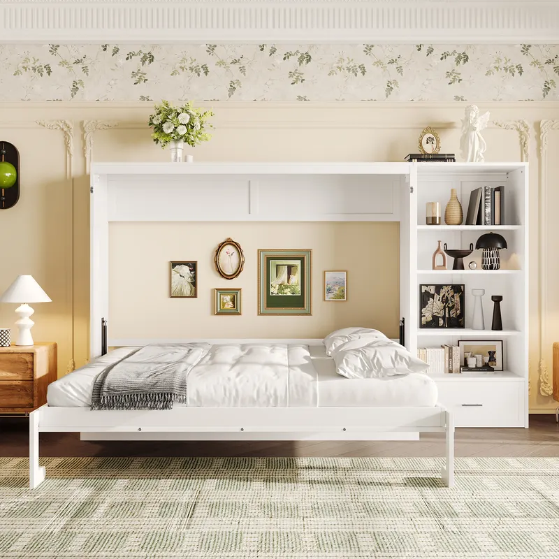 Queen Size Murphy Bed with Height Adjustable Storage