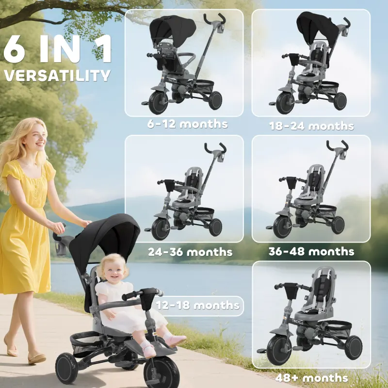 6 in 1 Toddler Tricycle for 1-5 Years Old with Push Handle — photo 6
