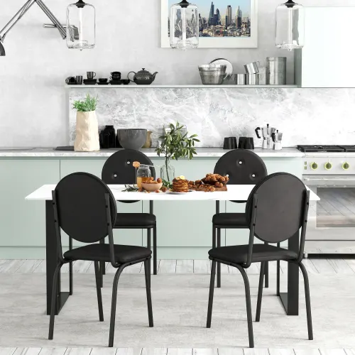 4-piece Bar Stools Faux Leather Dining Chairs with Waterproof β photo 2