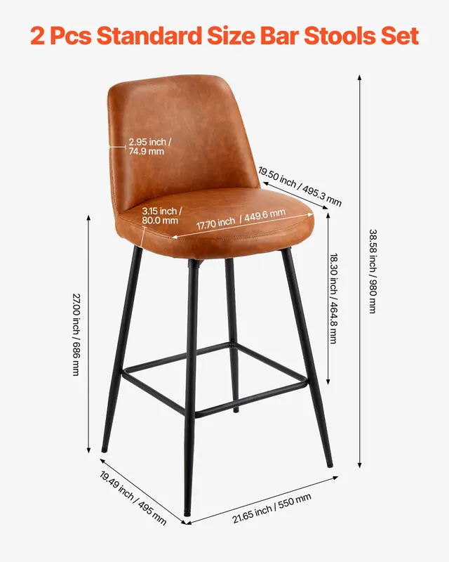Bar Stool Set of 2 β 27 Inch Counter Height Swivel Stools β photo 4