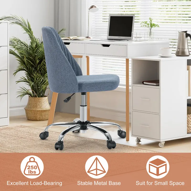 Modern Fabric Armless Adjustable Swivel Office Desk Chairs — photo 6