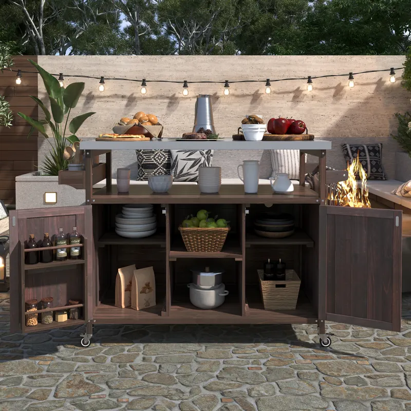 K&k Outdoor Kitchen Island — Rolling Bar Cart & Storage Cabinet — photo 5