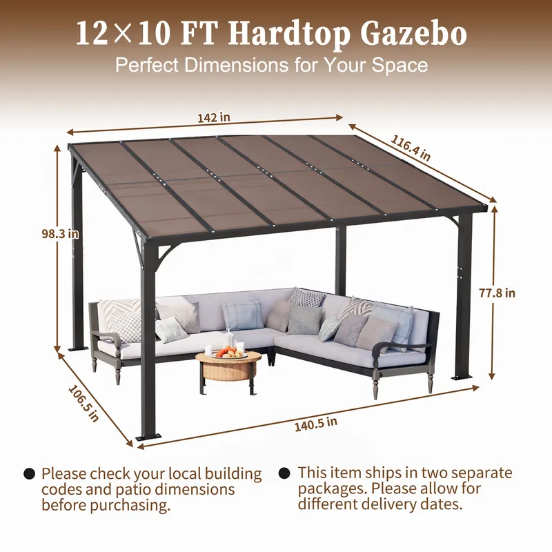 Hardtop Gazebo — Outdoor Patio Pergola with Tinted Polycarbonate — photo 7