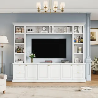 All-in-one Modern TV Stand with Bookcase for TVs Up to 70 Inch