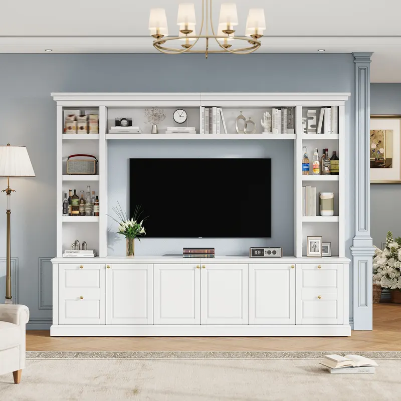 All-in-one Modern TV Stand with Bookcase for TVs Up to 70 Inch