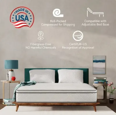 Full Size Mattress — 10 Inch Hybrid Mattress in a Box with Gel