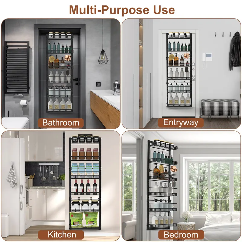 Black-white Options -- 1Pc Over the Door Pantry Organizer 6-Tier — photo 7