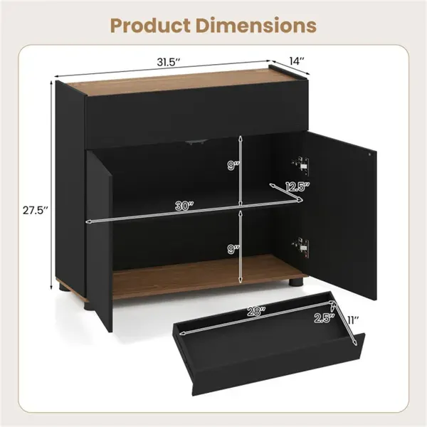 31.5" Kitchen Buffet Sideboard Cabinet with Push-to-open Doors — photo 4