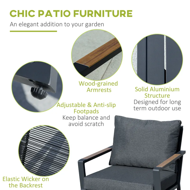 4 Piece Patio Furniture Set β Aluminum Conversation Set β photo 5