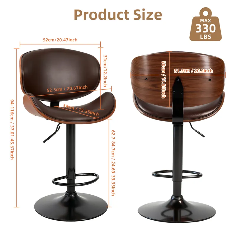 A Set of 2 Rotating Bar Stools with Adjustable Height — photo 7