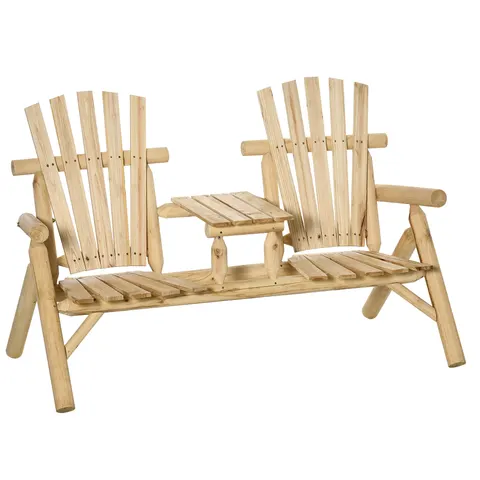 2-Seat Wooden Adirondack Chair