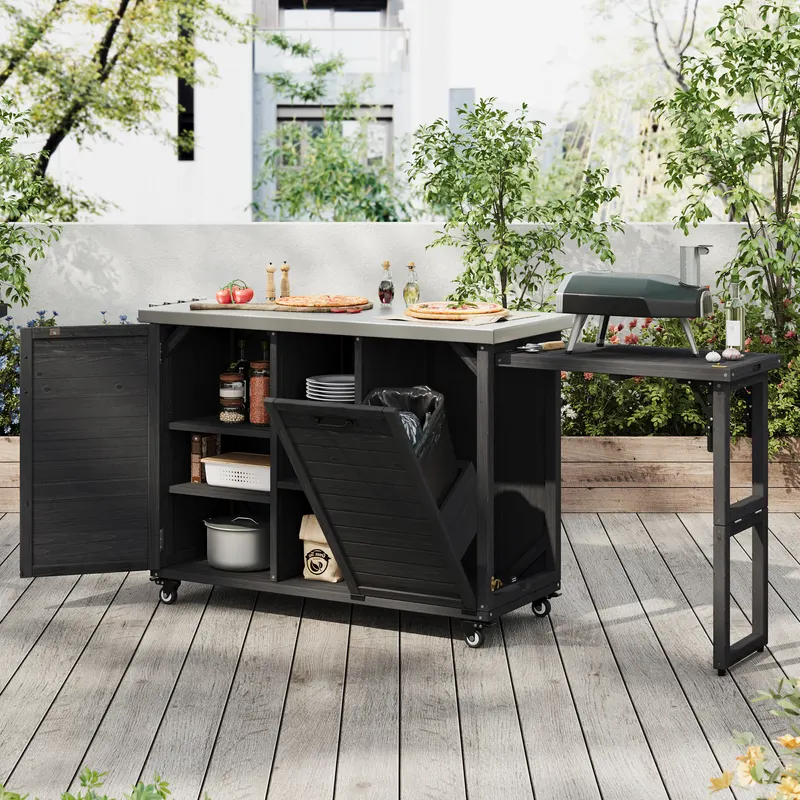 K&k 78.3 Outdoor Kitchen Island with Foldable Grill Table — photo 4
