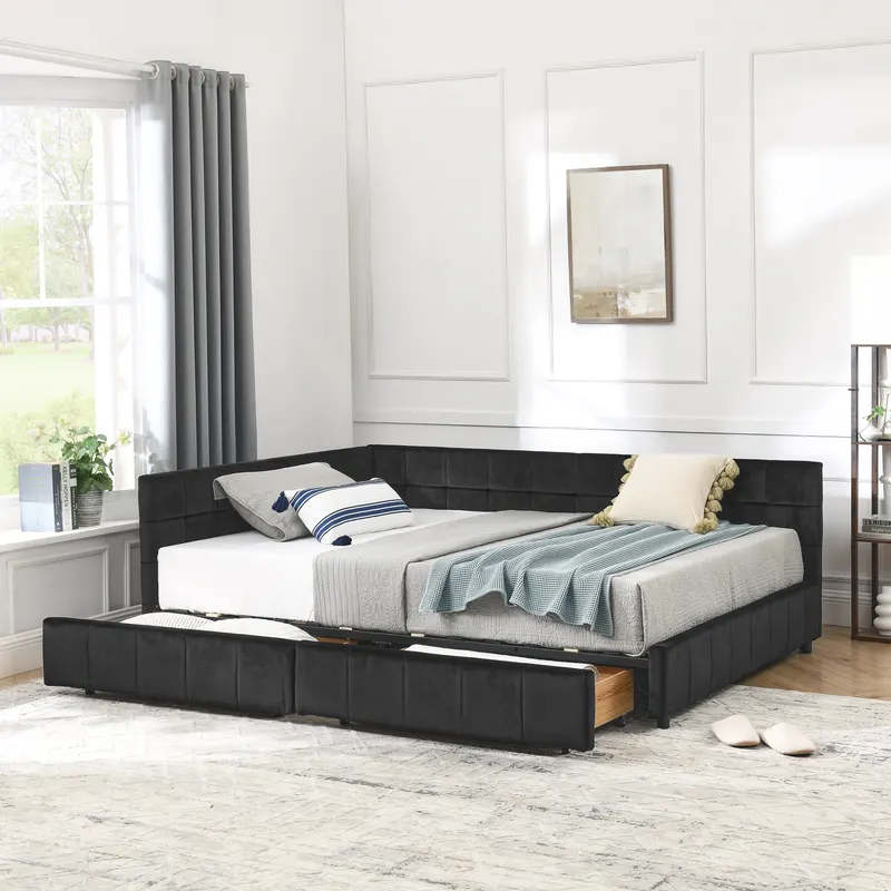 Full Size Storage Upholstered Tufted Bed Frame — photo 4
