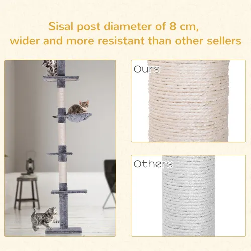9 Foot Adjustable Height Floor to Ceiling Vertical Cat Tree — photo 7