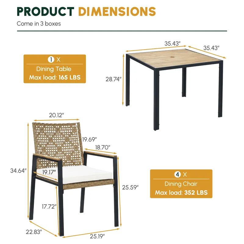 All Weather 5-Piece Patio Dining Table Sets — photo 5