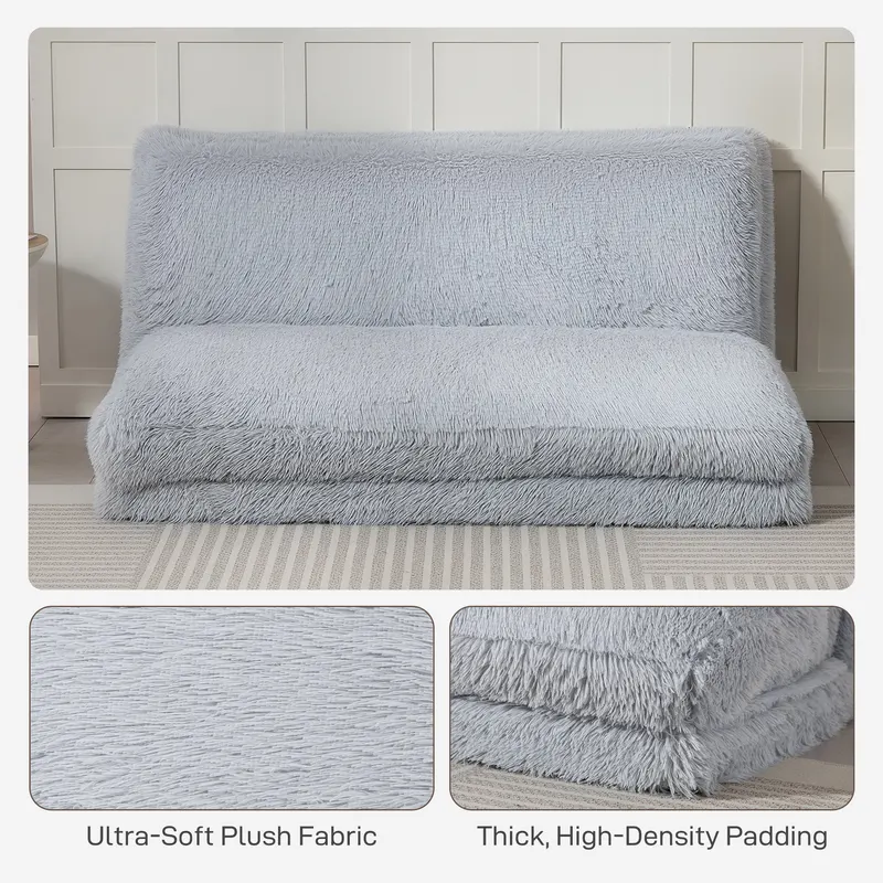 Bean Bag Floor Sofa Bed — Contemporary Plush Wide Folding Floor — photo 7