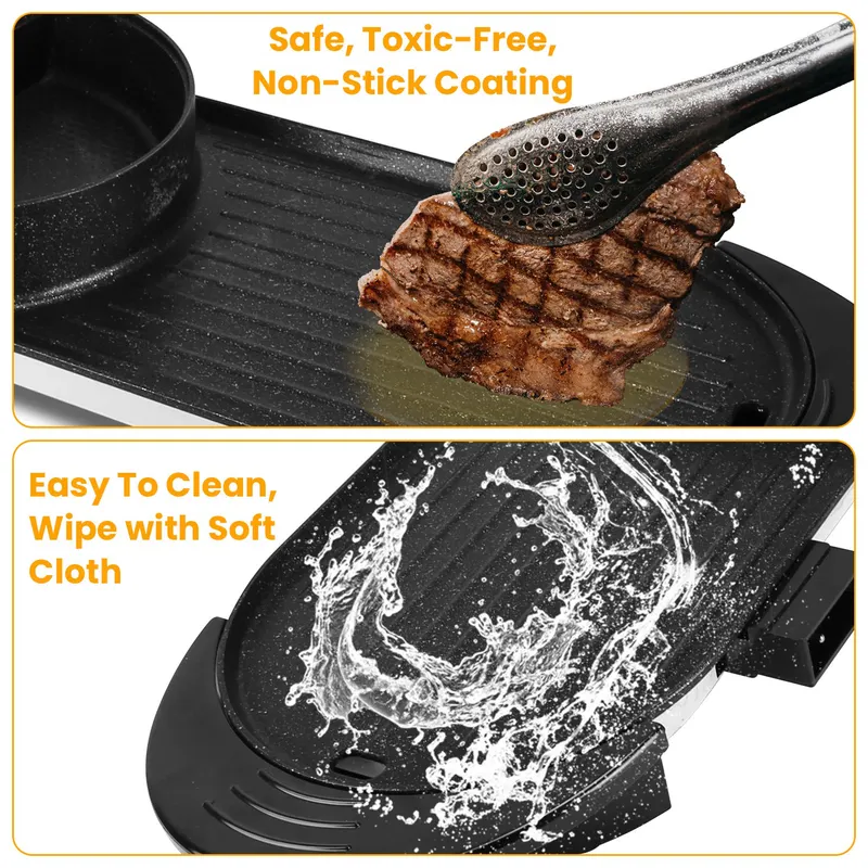 2200W 2 in 1 Electric Hot Pot with BBQ Grill Cooker Smokeless — photo 8