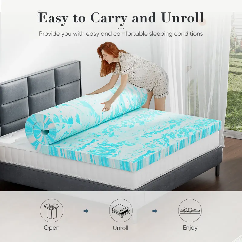 2-3 Inch Gel Memory Foam Mattress Topper Full Size Cooling — photo 7