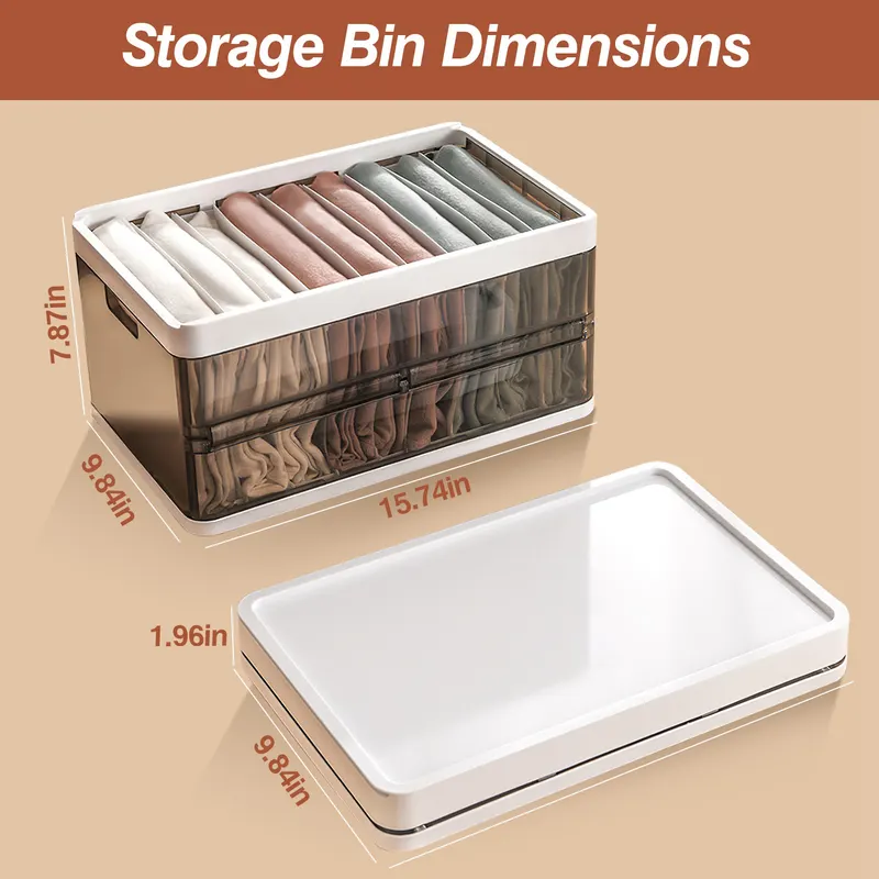 3 Pack Foldable Storage Bin with Lid Stackable Plastic Closet — photo 4
