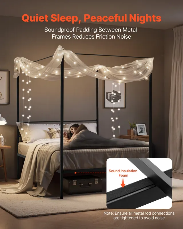 Full Size Canopy Bed Frame — Metal Canopy Bed with Four Posters — photo 4