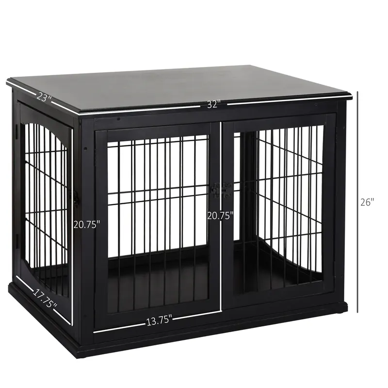 Dog Crate Furniture — 32" Small Dog Cage End Table with 2 Doors — photo 6