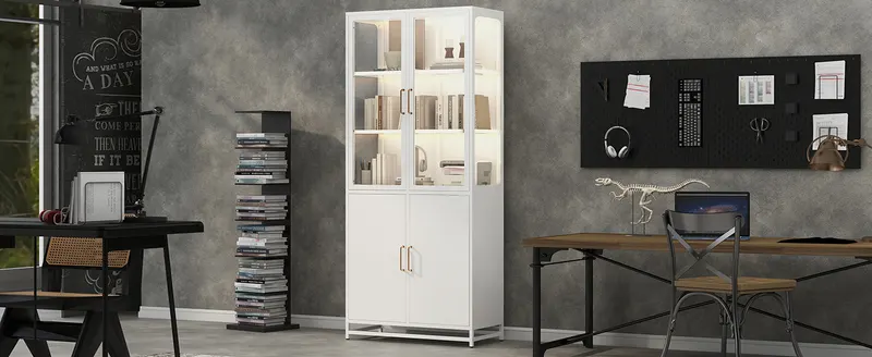 76.75 Tall Display Cabinet — with Glass Doors and LED Lights — photo 3