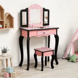 Three-fold Mirror Single Drawer Feet Children Dresser Red — photo 1