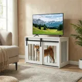 31.5" Dog Crate Furniture with Sliding Barn Door — photo 6