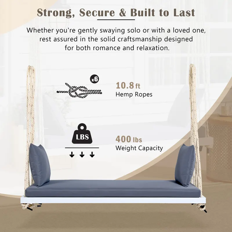 Patio Wooden Swing Chair Hanging Porch Swing Bench β photo 4