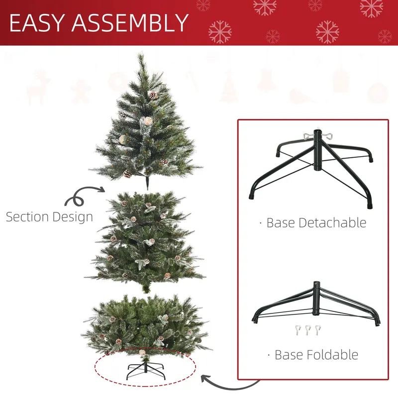 HOMCM 7FT Artificial Christmas Snow Pine Tree Holiday Home Xmas — photo 4