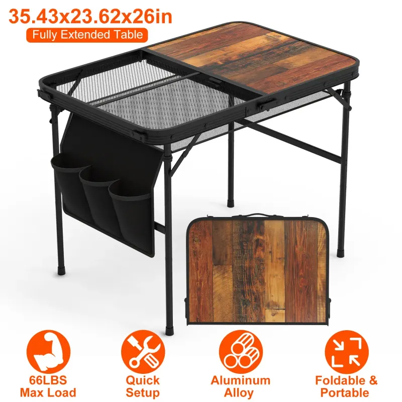Foldable Camping Table Collapsible Picnic Aluminum Alloy Grill β photo 6