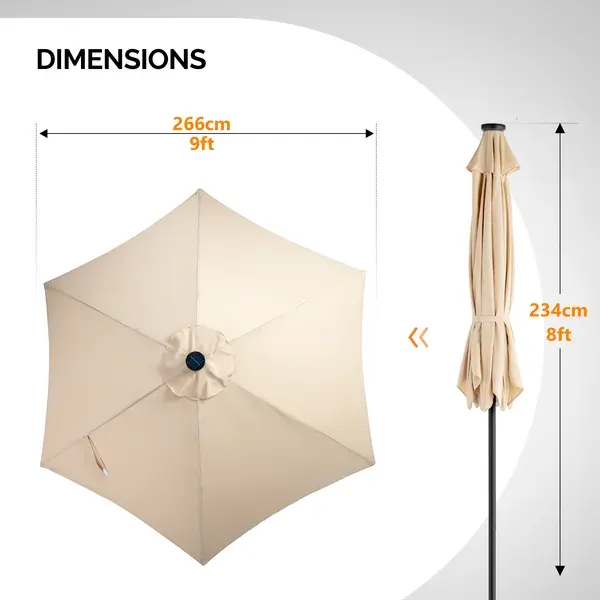 9ft Solar Patio Umbrella with LED Lights — photo 6