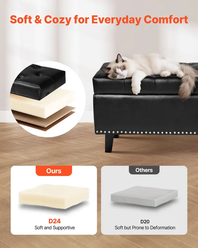 Button-tufted Storage Ottoman Bench — photo 2