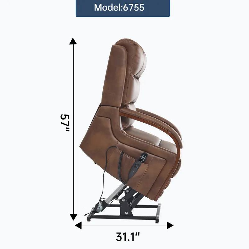 Power Brown Leatheraire Lift Recliner Chair Dual Motor Infinite — photo 2