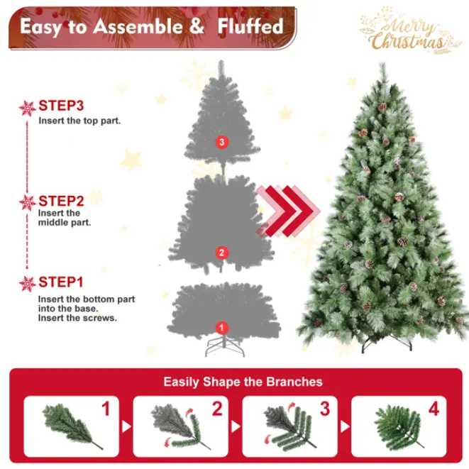 Artificial 7ft Green Christmas Tree with 1348PVC Hard Needle β photo 2