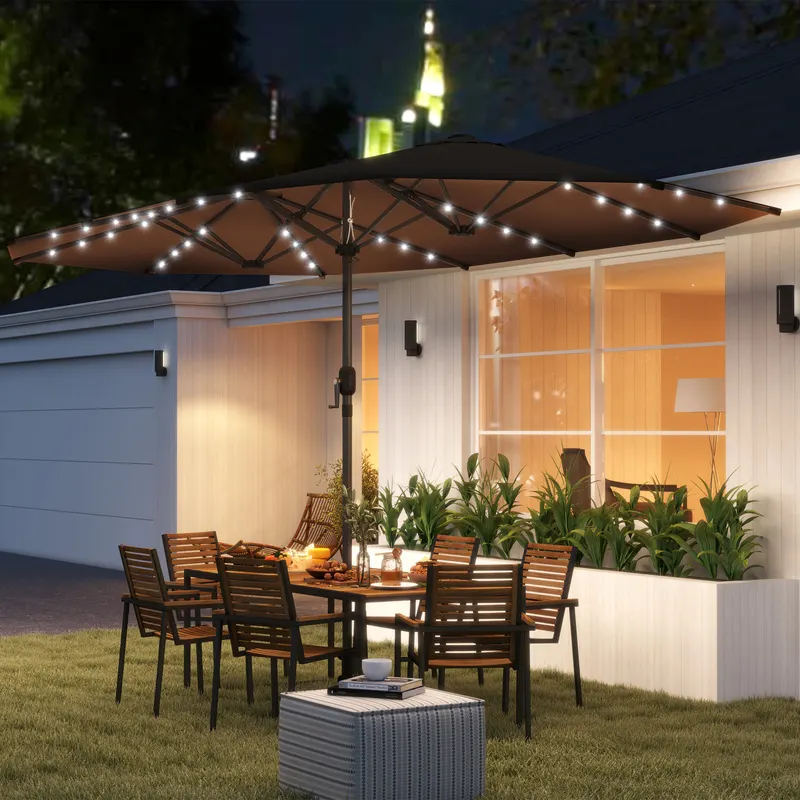 Garden Parasol — Double-sided Sun Umbrella with LED Solar Lights — photo 2