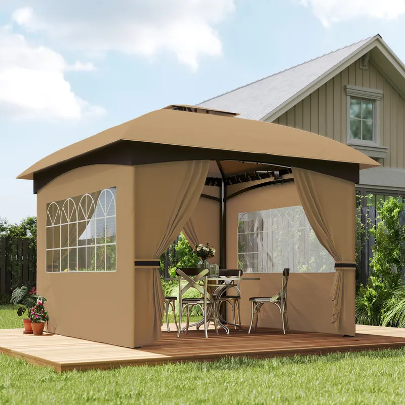 Outdoor Gazebo — Double Roof Patio Gazebo with Curtains — photo 2