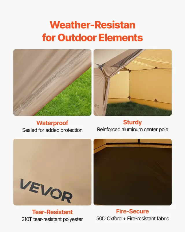 Cabin Hot Tent with Stove Jack Lightweight Waterproof 2 Persons — photo 3