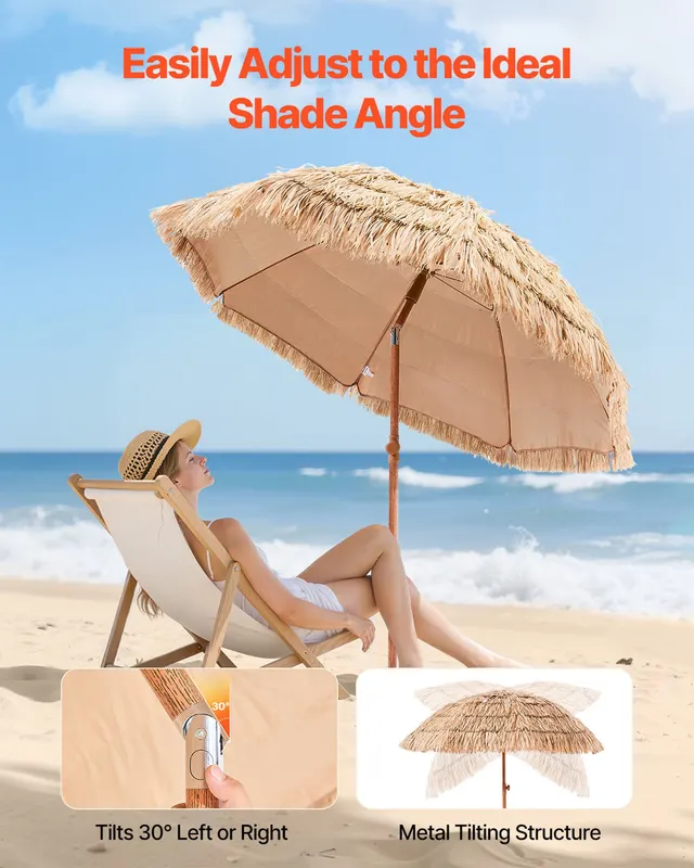 Tiki Umbrella Thatched Patio Umbrella 6.5 Ft Poolside Patio — photo 5