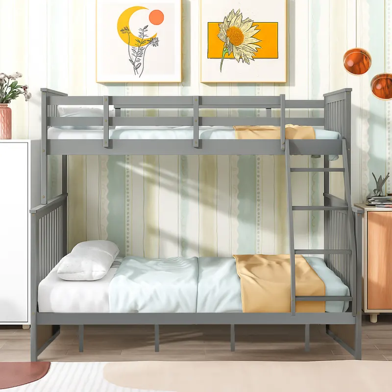 Twin Over Full Bunk Bed — Wooden Bunk Bed with Ladder and Safety — photo 5