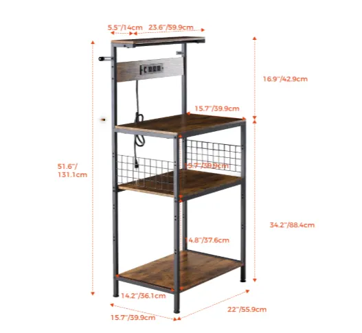 Kitchen Bakers Rack with Power Outlet — photo 6