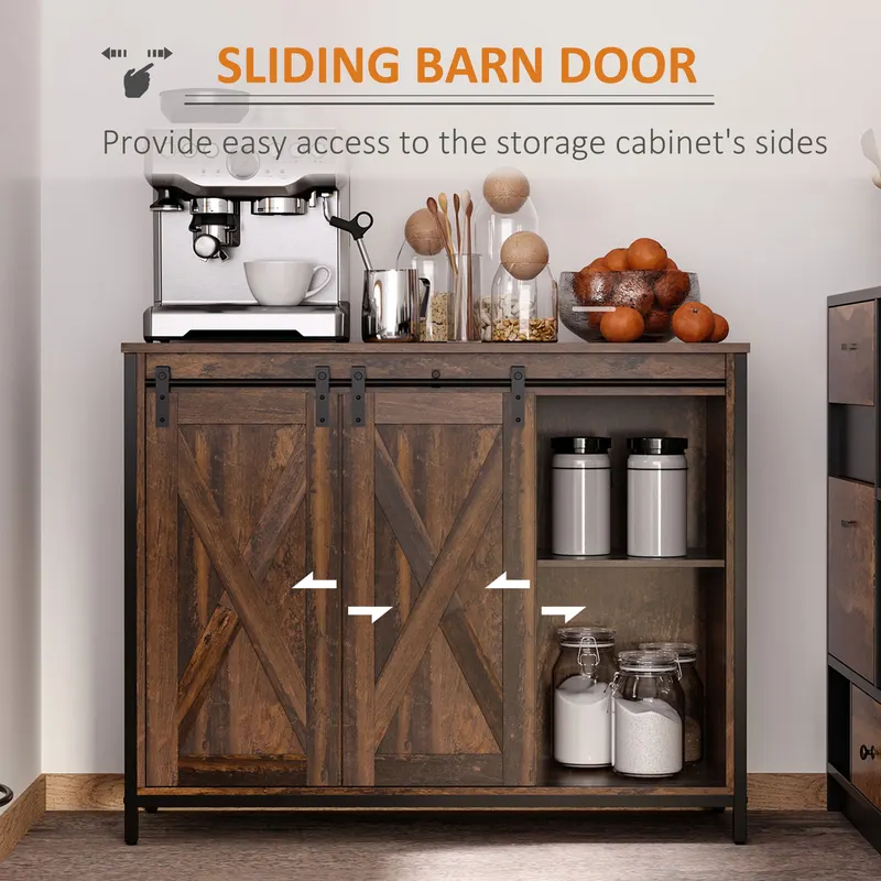 Buffet Cabinet Kitchen Sideboard with Sliding Barn Doors — photo 7