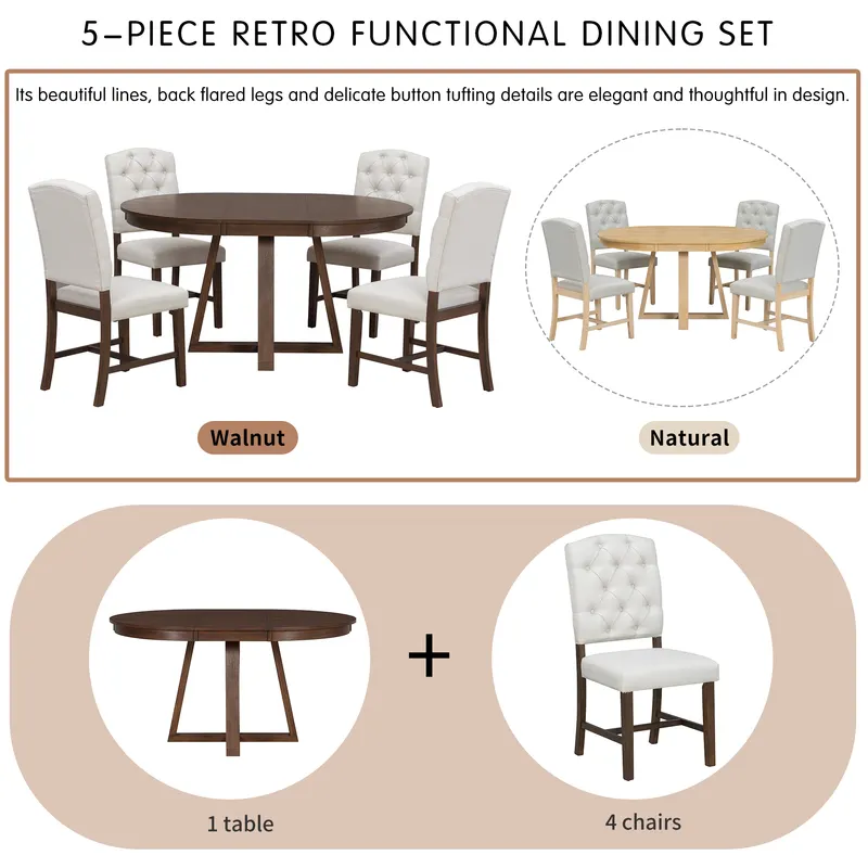 TREXM 5-Piece Retro Functional Dining Set — photo 5